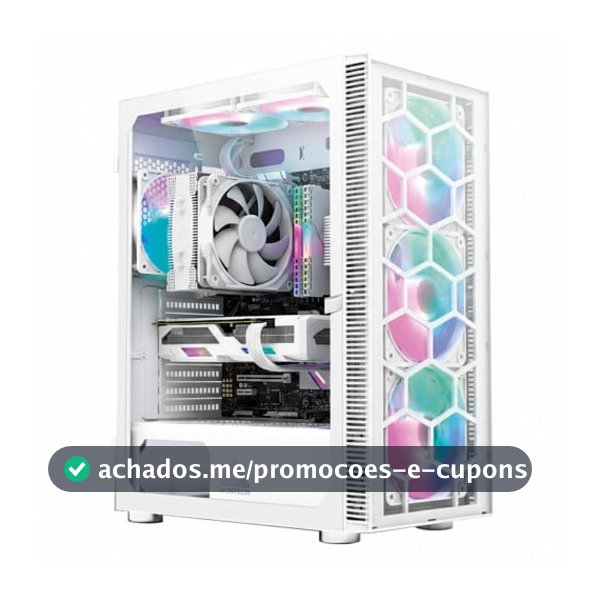 Gabinete Montech X3 Glass Mid Tower White ATX 6 Fans